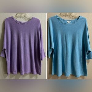 J. Jill Pure Jill Cotton Knit Tunic Top Sz S Blue Purple BUNDLE OF 2 Casual Tops